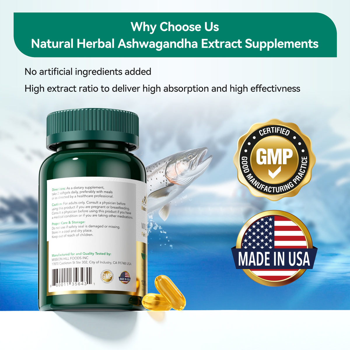 Triple Strength Wild Alaskan Fish Oil Omega-3-1000mg with 600mg EPA & 400mg DHA - Burpless Softgels for Heart, Brain, Joint & Eye Health - 60 Softgels (1mo Supply) - Non-GMO, Pescatarian Friendly